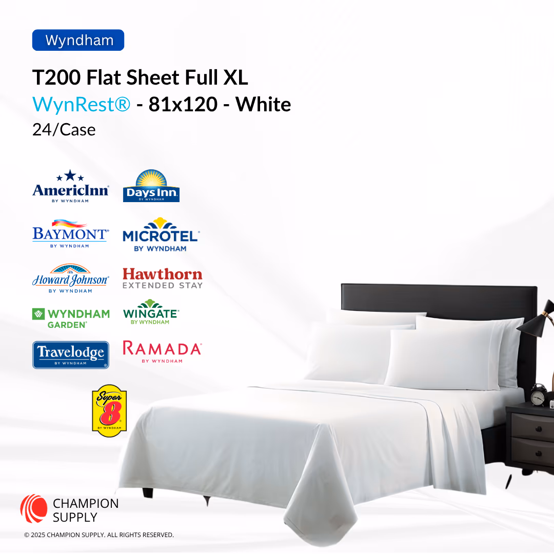 Wynrest T200 Flat Sheet Full XL 81x120 White, Case of 24